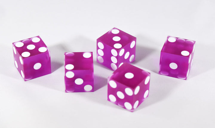 Purple Casino Dice d6 19mm Razor Edge No Serial Numbers or Names Clean