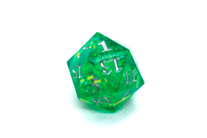 Red/Blue/Green/Purple Sharp Edge Resin d20 w/ Shimmer Insert