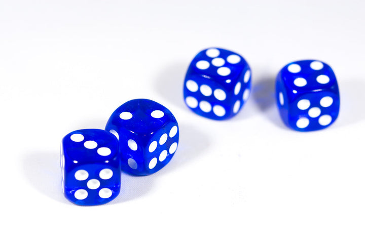 Translucent 16mm Pipped d6 Dice Red/Orange/Yellow/Green/Blue/Purple/Clear/Black/Pink (sold by the piece)