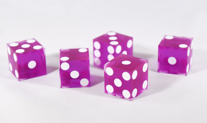 Purple Casino Dice d6 19mm Razor Edge No Serial Numbers or Names Clean