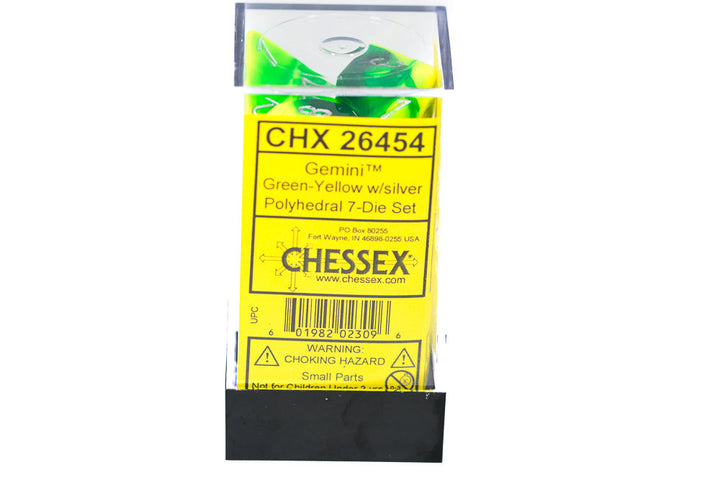 Polyhedral 7 Die Gemini Green-Yellow w/silver CHX 27422