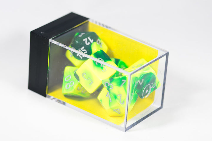 Polyhedral 7 Die Gemini Green-Yellow w/silver CHX 27422