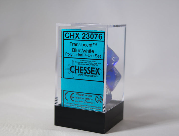 Translucent 7-Die Chessex Sets Made in Germany -Red, Blue, Green, Teal, Purple-