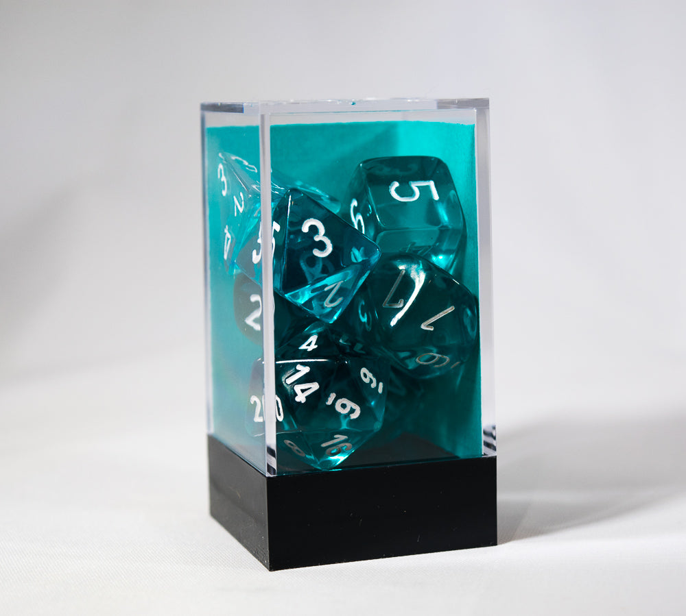 Translucent 7-Die Chessex Sets Made in Germany -Red, Blue, Green, Teal, Purple-