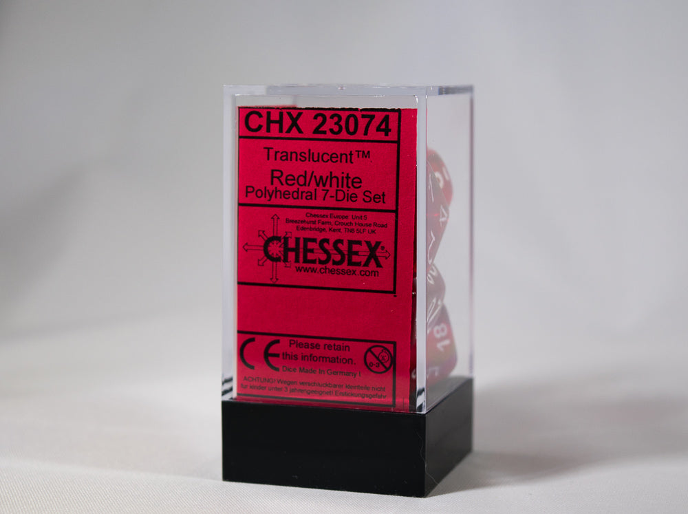 Translucent 7-Die Chessex Sets Made in Germany -Red, Blue, Green, Teal, Purple-