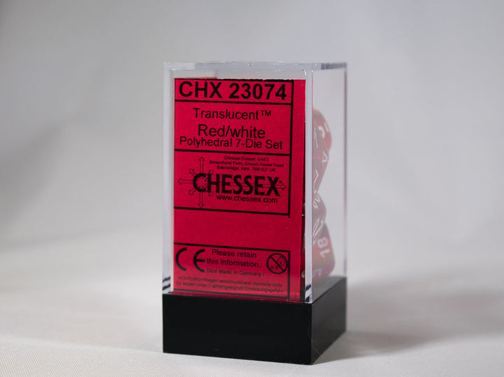 Translucent 7-Die Chessex Sets Made in Germany -Red, Blue, Green, Teal, Purple-