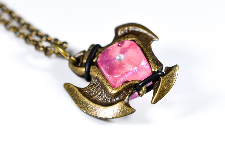 Pendant 12mm d6 Axe Blade w/ Old Brass Finish
