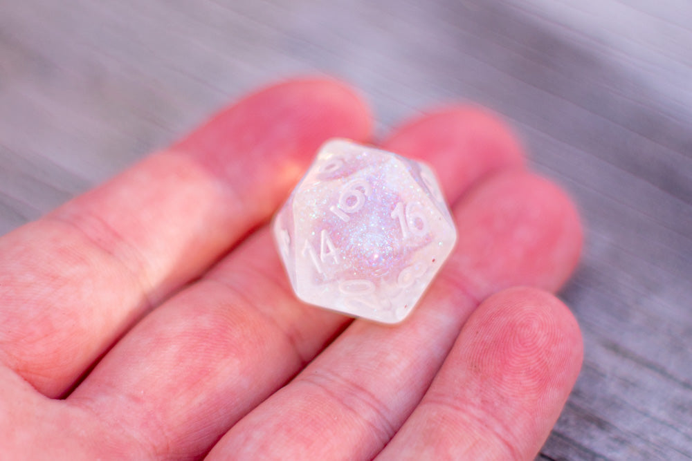The Time Walker | Clear Glitter Single d20 w/No-Ink DYI Die