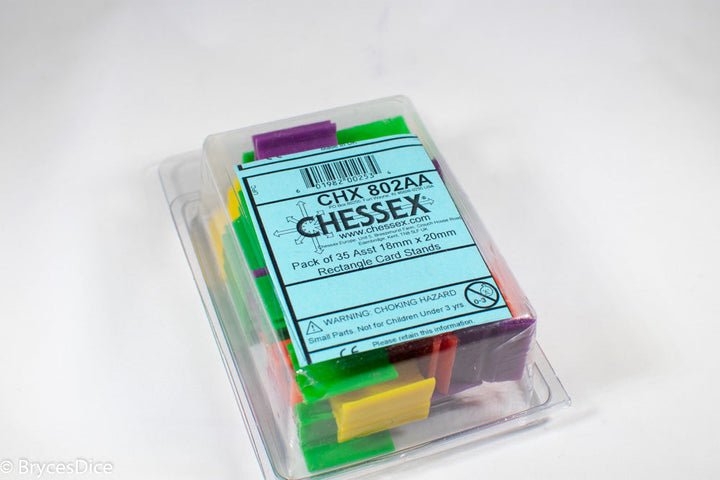 Pack of 35 Rectangle Card Stands (18mm x 20mm) - Assorted Colors CHX 802AA