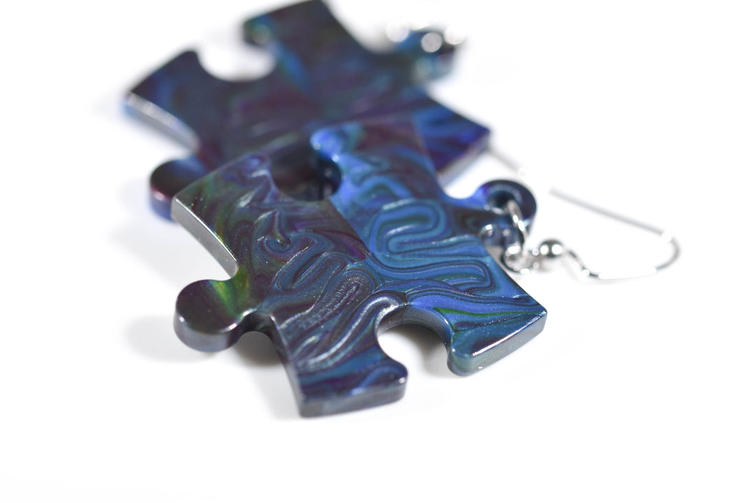 Earrings Lustrous Puzzle Piece Pair (Green/Purple/Blue) [11]