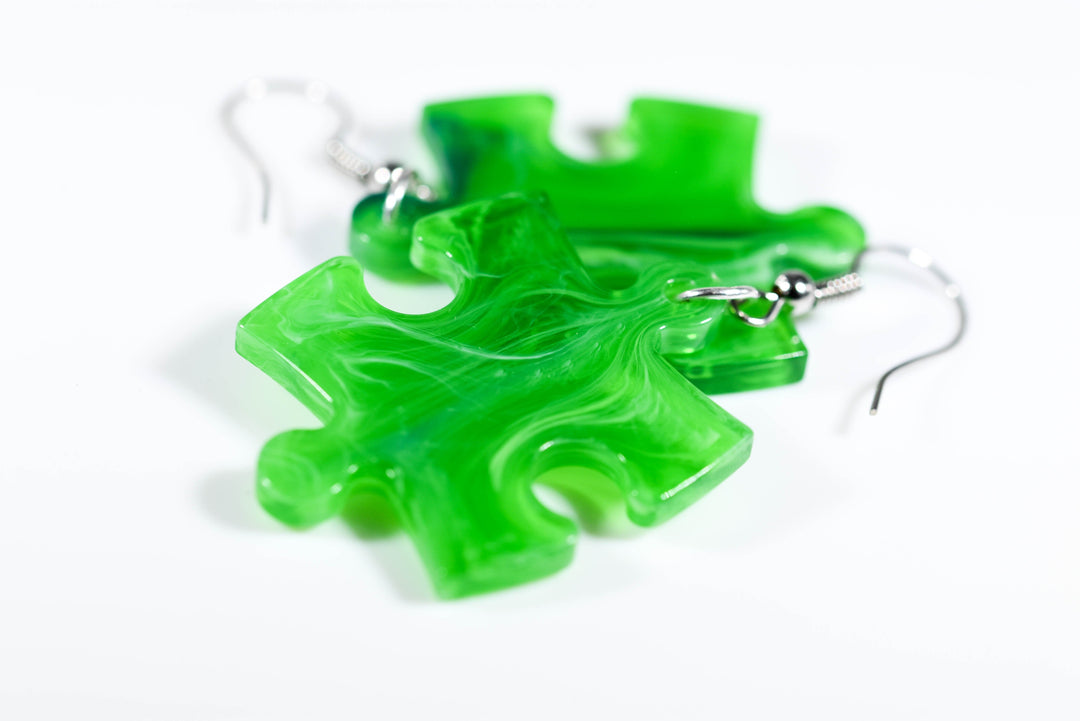 Earrings Vortex Puzzle Piece Pair (Green) [14]
