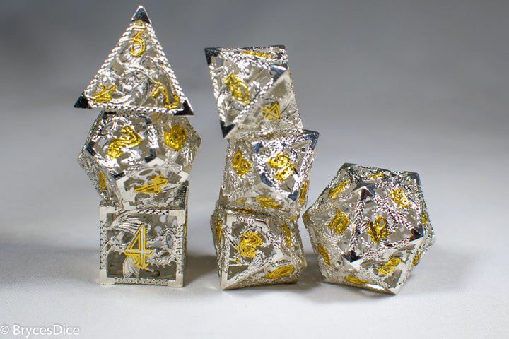 (Elvish White w/gold) Deadly Dragon Dice: Shards of Oblivion Hollow Metal