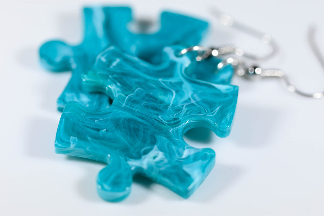 Earrings Vortex Puzzle Piece Pair (Teal/Blue) [18]