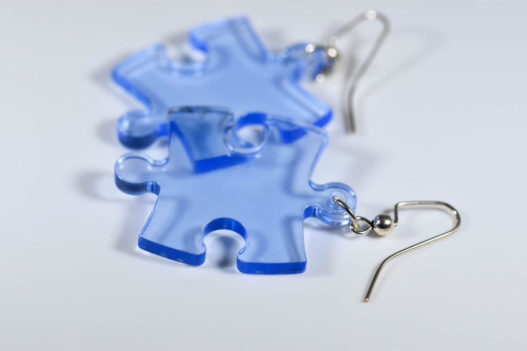 Earrings Translucent Puzzle Piece Pair (Light Blue) [19]