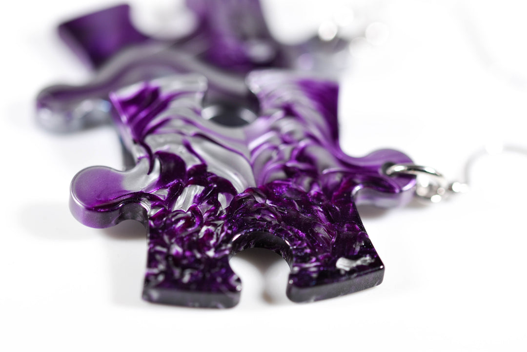 Earrings Gemini Puzzle Piece Pair (Purple/Grey) [24]