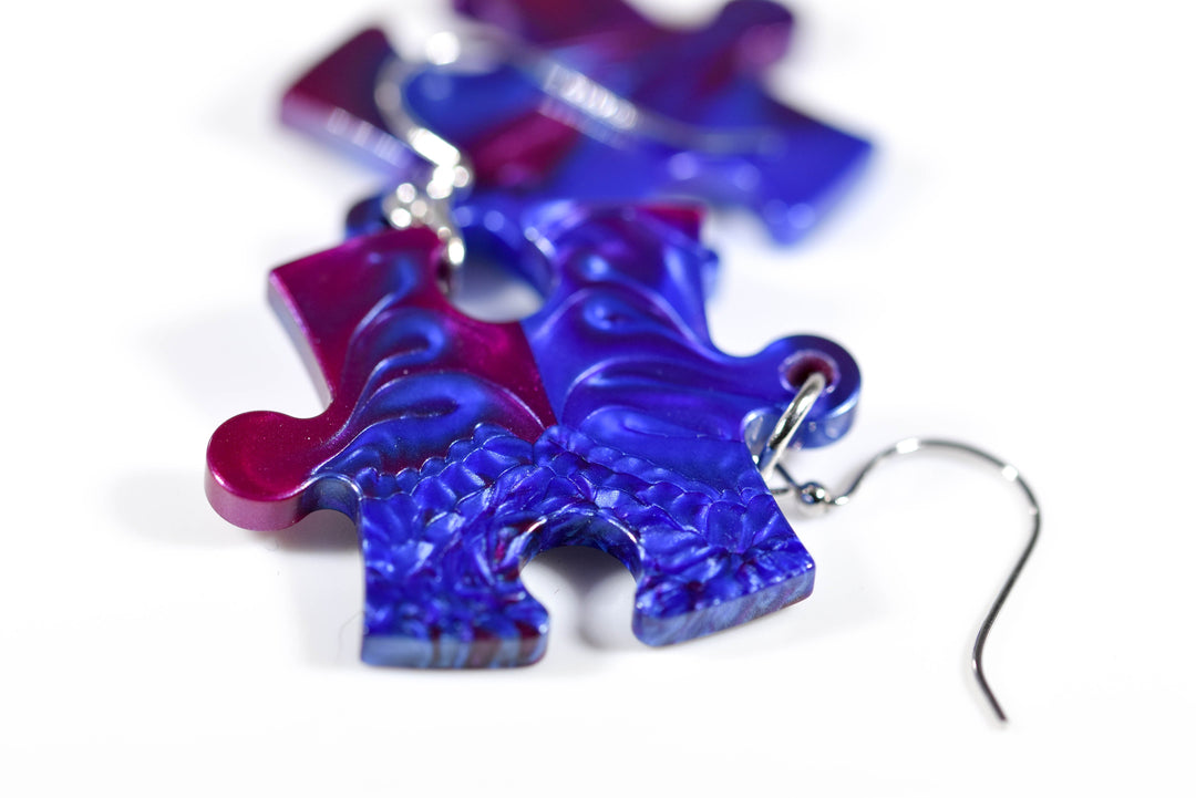 Earrings Gemini Puzzle Piece Pair (Purple/Blue) [25]