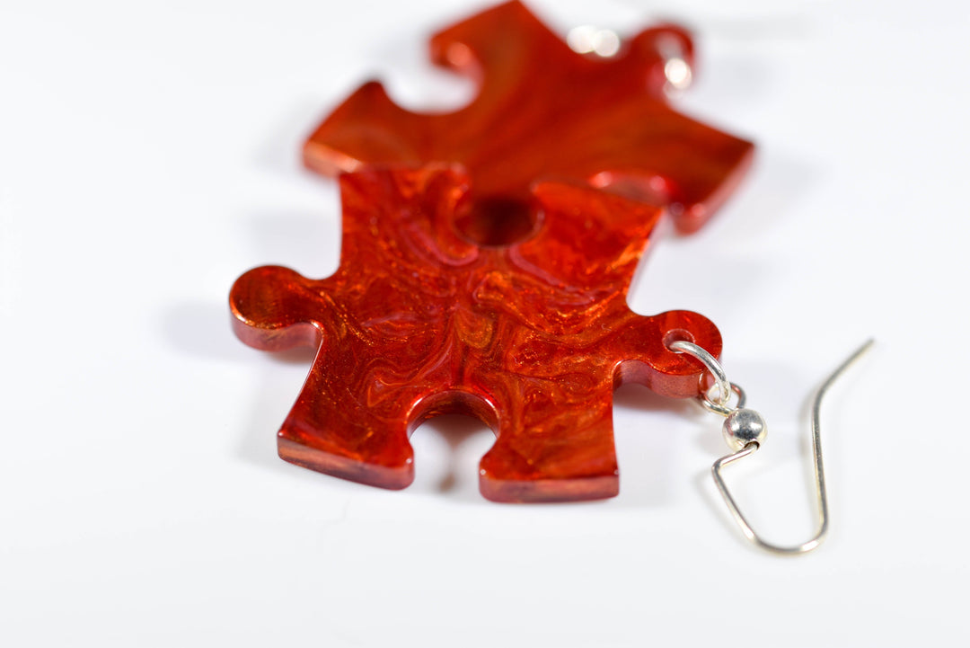 Earrings Scarab Puzzle Piece Pair (Orange) [26]
