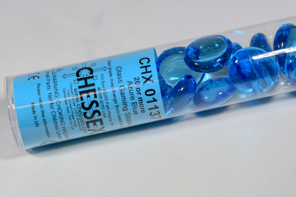 20+ Azure Blue Glass Gaming Stones Counters