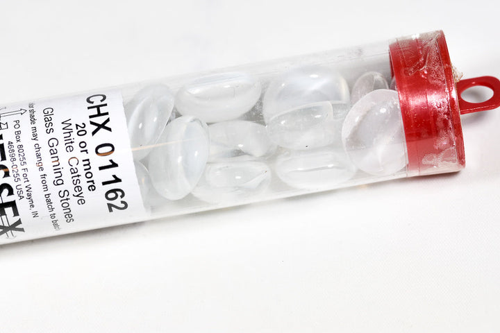 20+ White Catseye Glass Gaming Stones Counters