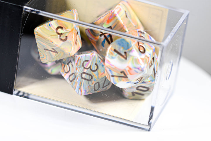 Festive Vibrant/brown Polyhedral 7-Dice Set