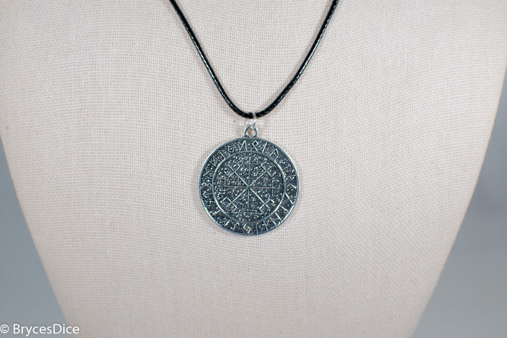 Silver Viking Icelandic Vegvisir Helmet In Runic Circle Pendant Compass Amulet Necklace