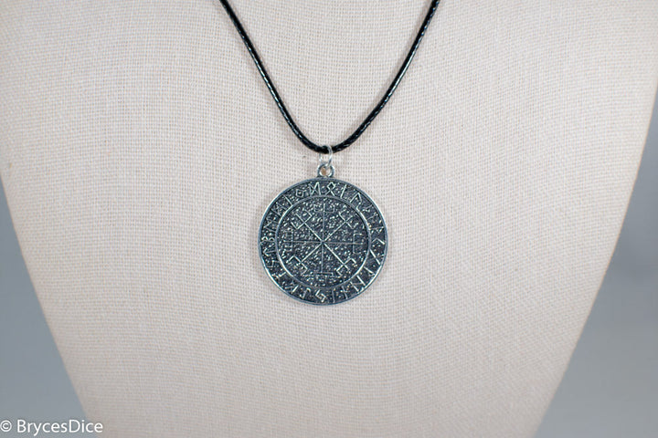 Silver Viking Icelandic Vegvisir Helmet In Runic Circle Pendant Compass Amulet Necklace