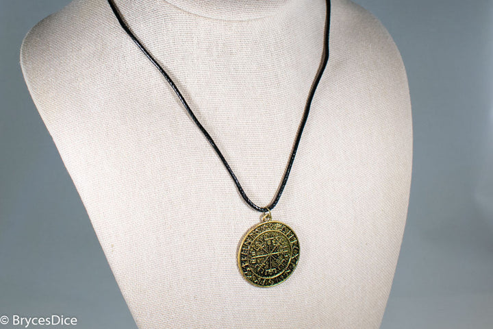 Gold Viking Icelandic Vegvisir Helmet In Runic Circle Pendant Compass Amulet Necklace