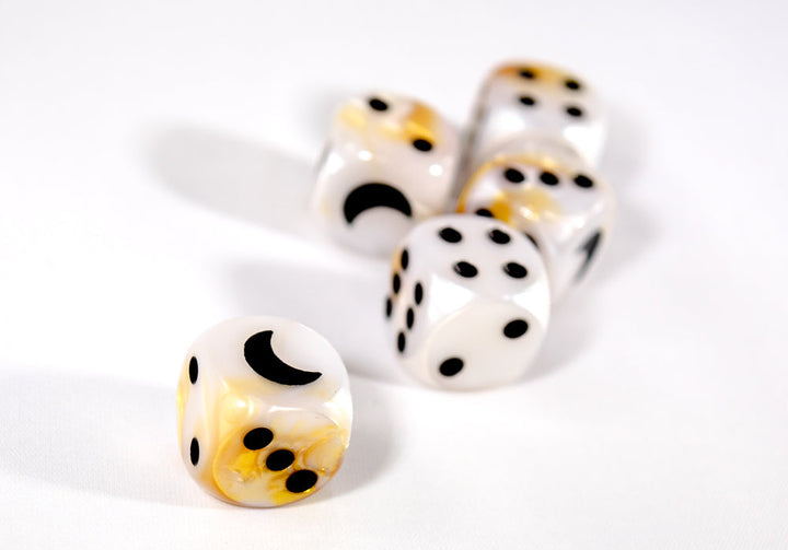 Custom Crescent Moon White-Gold Gemini Chessex Magic Rare by BrycesDice