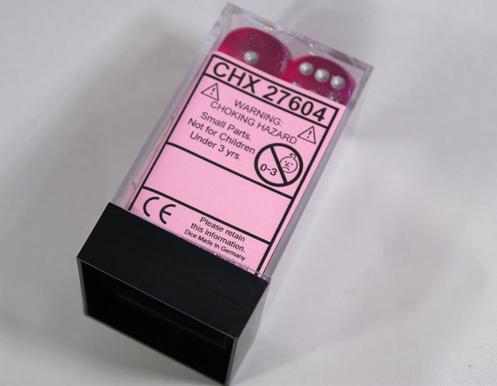 Old Glitter Borealis Pink/Silver d6 Block Dice RARE OOP Chessex 27604 16mm