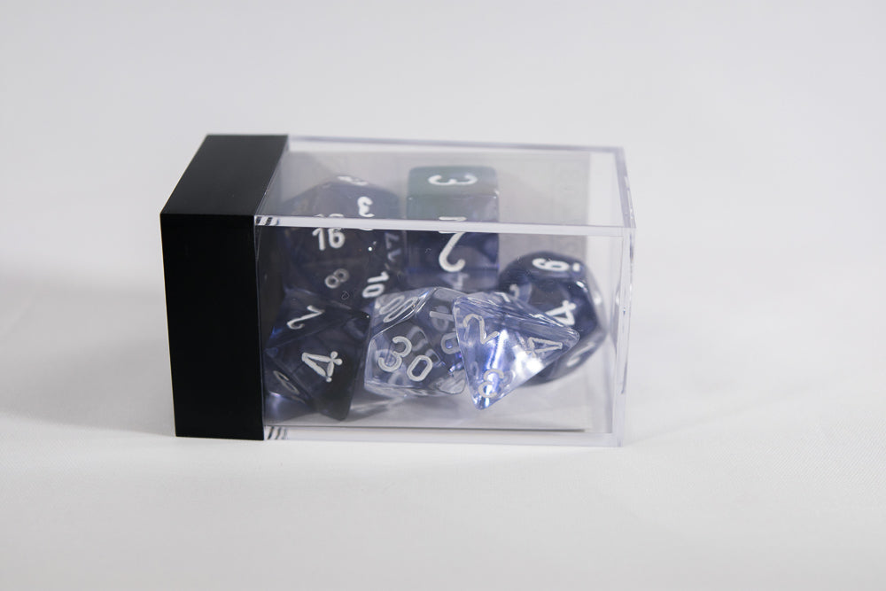 Chessex Polyhedral 7 Die Nebula Black w/ White Numbers Set Of 7 Dice CHX 27408