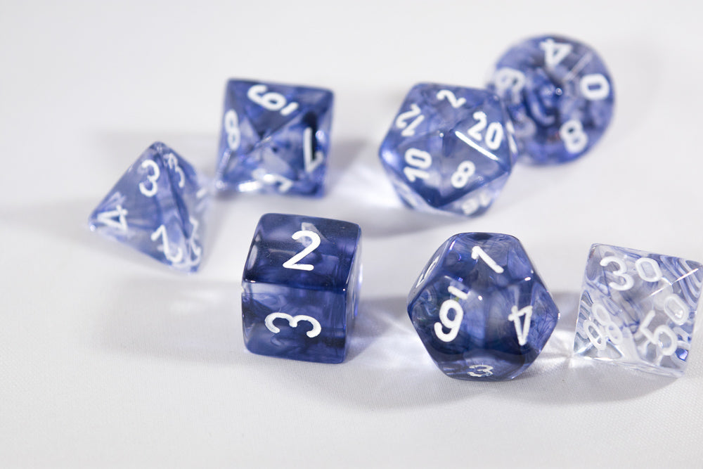Chessex Polyhedral 7 Die Nebula Black w/ White Numbers Set Of 7 Dice CHX 27408