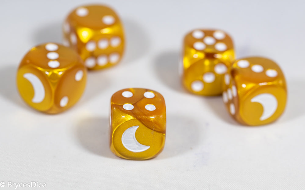 Custom Crescent Moon Velvet Gold/White Chessex Magic Rare by BrycesDice