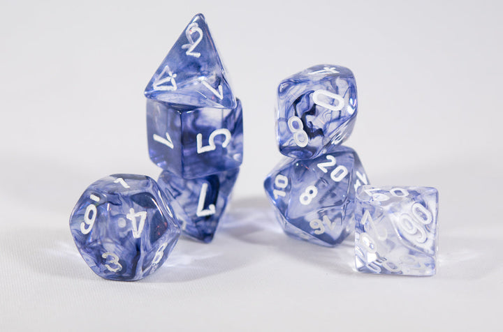 Chessex Polyhedral 7 Die Nebula Black w/ White Numbers Set Of 7 Dice CHX 27408