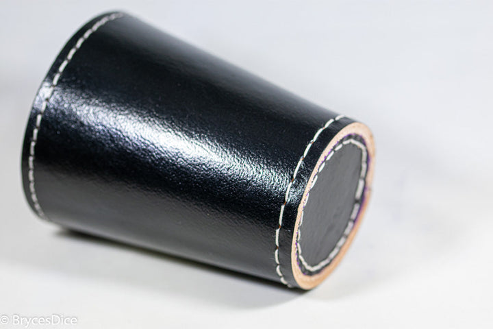 Handmade Leather Dice Cup (Black w/Purple Lining)