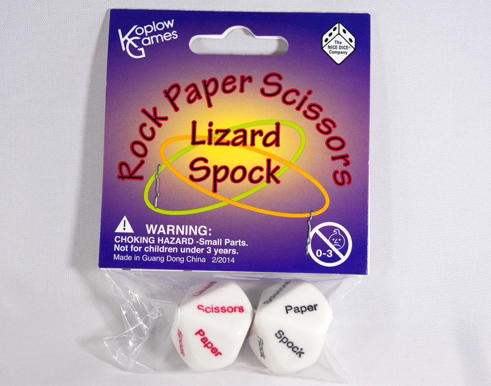 Rock Paper Scissors Lizard Spock Dice by Koplow Games White w/ Red and Black Novelty