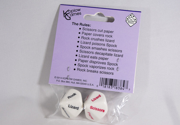 Rock Paper Scissors Lizard Spock Dice by Koplow Games White w/ Red and Black Novelty