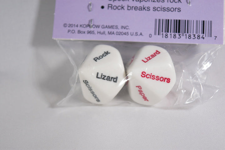 Rock Paper Scissors Lizard Spock Dice by Koplow Games White w/ Red and Black Novelty