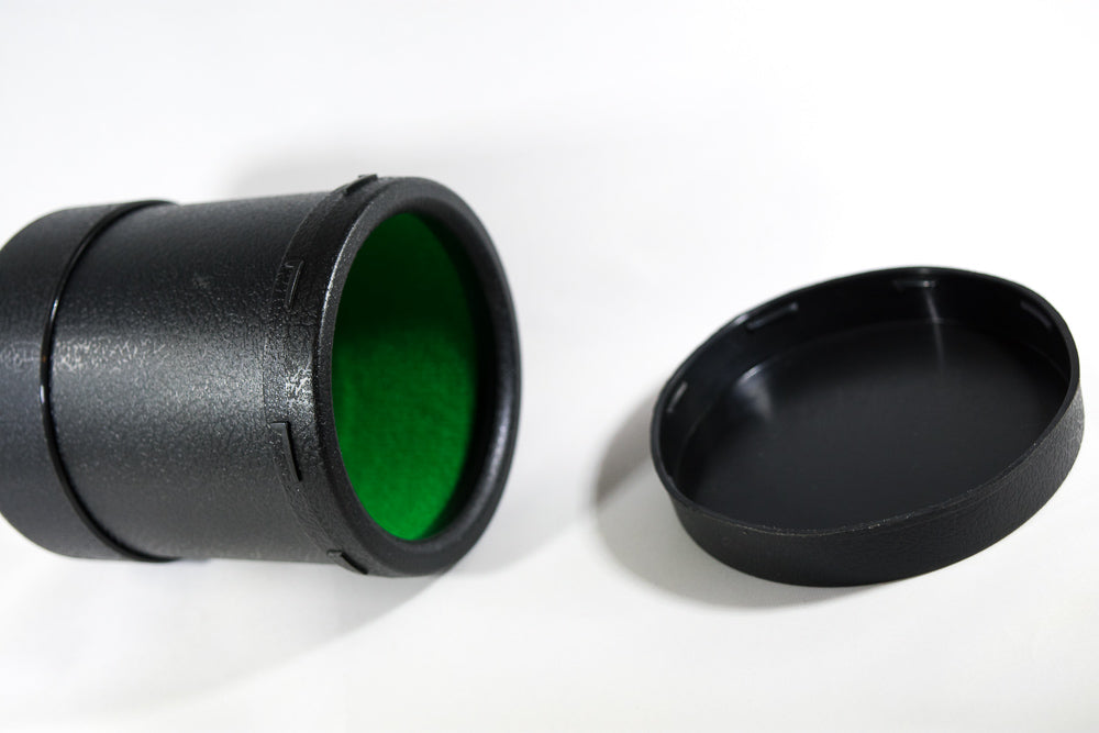 Dice Cup 3.6" D X 4"H Green Felt with Tough Plastic Exterior with Faux Leather Look and Lid