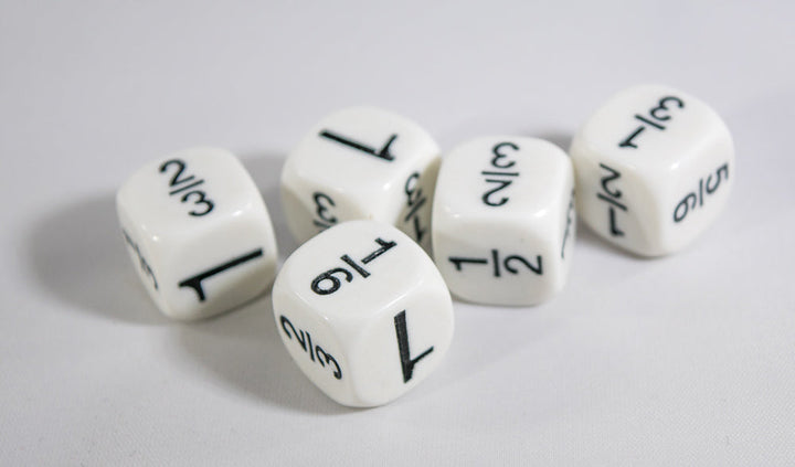 Math Fractions Dice  Kids Math Dice Game 1, 1/2, 1/3, 2/3, 5/6, 1/6