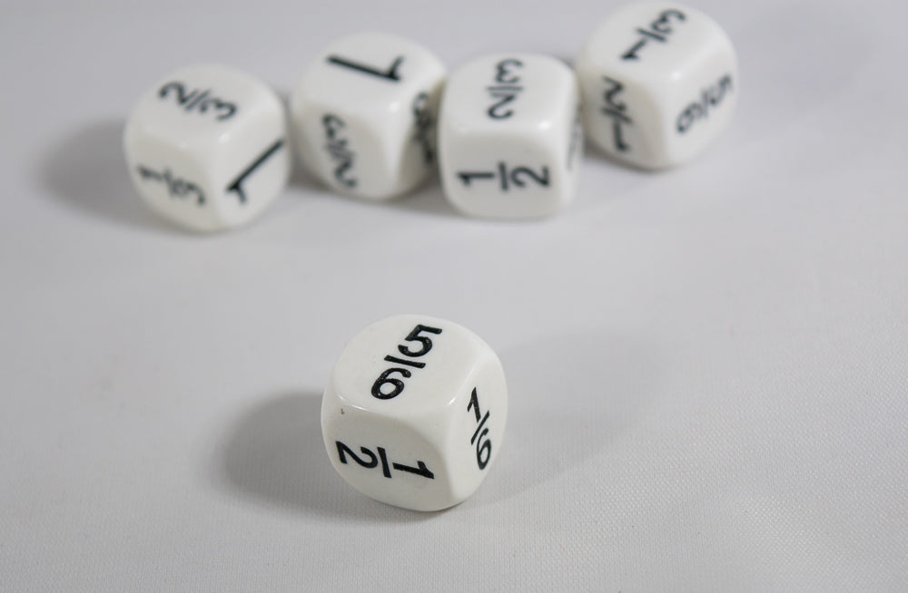 Math Fractions Dice  Kids Math Dice Game 1, 1/2, 1/3, 2/3, 5/6, 1/6