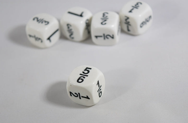 Math Fractions Dice  Kids Math Dice Game 1, 1/2, 1/3, 2/3, 5/6, 1/6