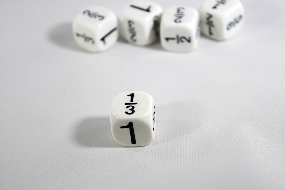 Math Fractions Dice  Kids Math Dice Game 1, 1/2, 1/3, 2/3, 5/6, 1/6