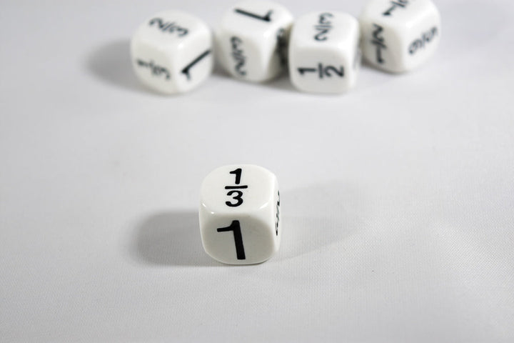 Math Fractions Dice  Kids Math Dice Game 1, 1/2, 1/3, 2/3, 5/6, 1/6