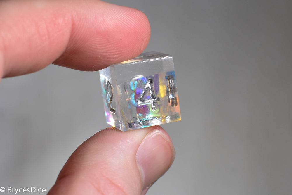 Pirates Crystal Sharp Edge Resin 7-Dice Set | Gold or Silver Ink (Clear)