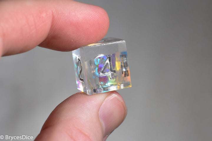 Pirates Crystal Sharp Edge Resin 7-Dice Set | Gold or Silver Ink (Clear)