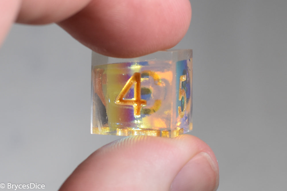 Pirates Crystal Sharp Edge Resin 7-Dice Set | Gold or Silver Ink (Clear)