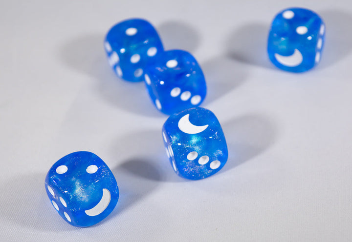 Custom Crescent Moon Sparkle Sky Blue Borealis Chessex Magic Rare by BrycesDice