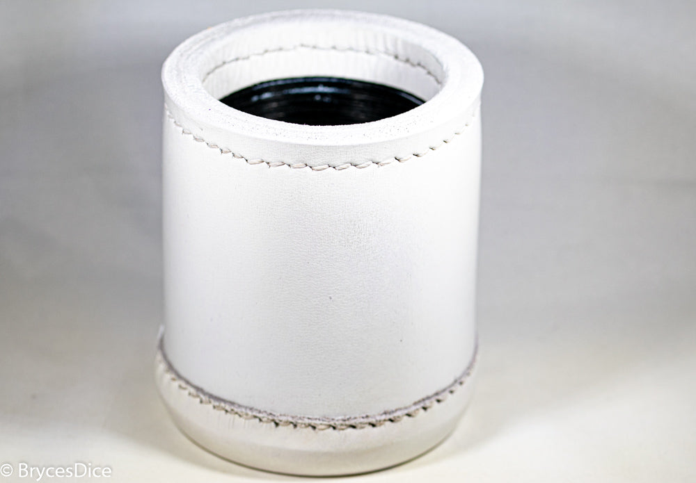 Handmade Leather Dice Cup (White)