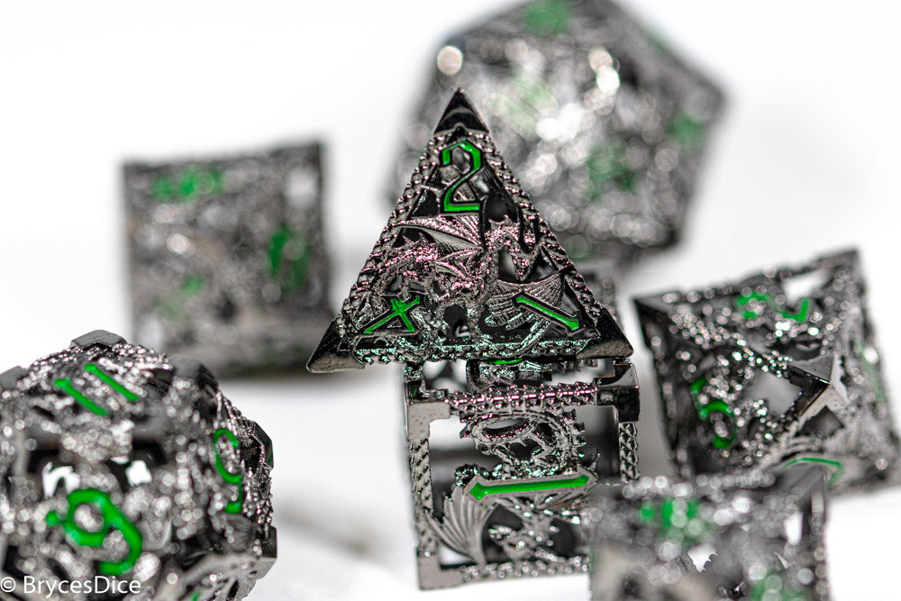 (Shimmering Silver) Deadly Dragon Dice: Shards of Oblivion Hollow Metal