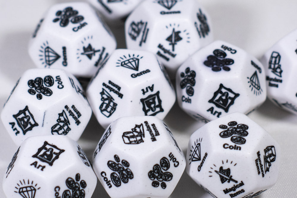 Treasure d12 Opaque White Loot Dice (Sold By Piece) | Treasure Selector Dice